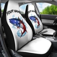 American Flag Tuna Fish Car Seat Cover Custom Splashing Water on White and Black Contrast - Wonder Print Shop