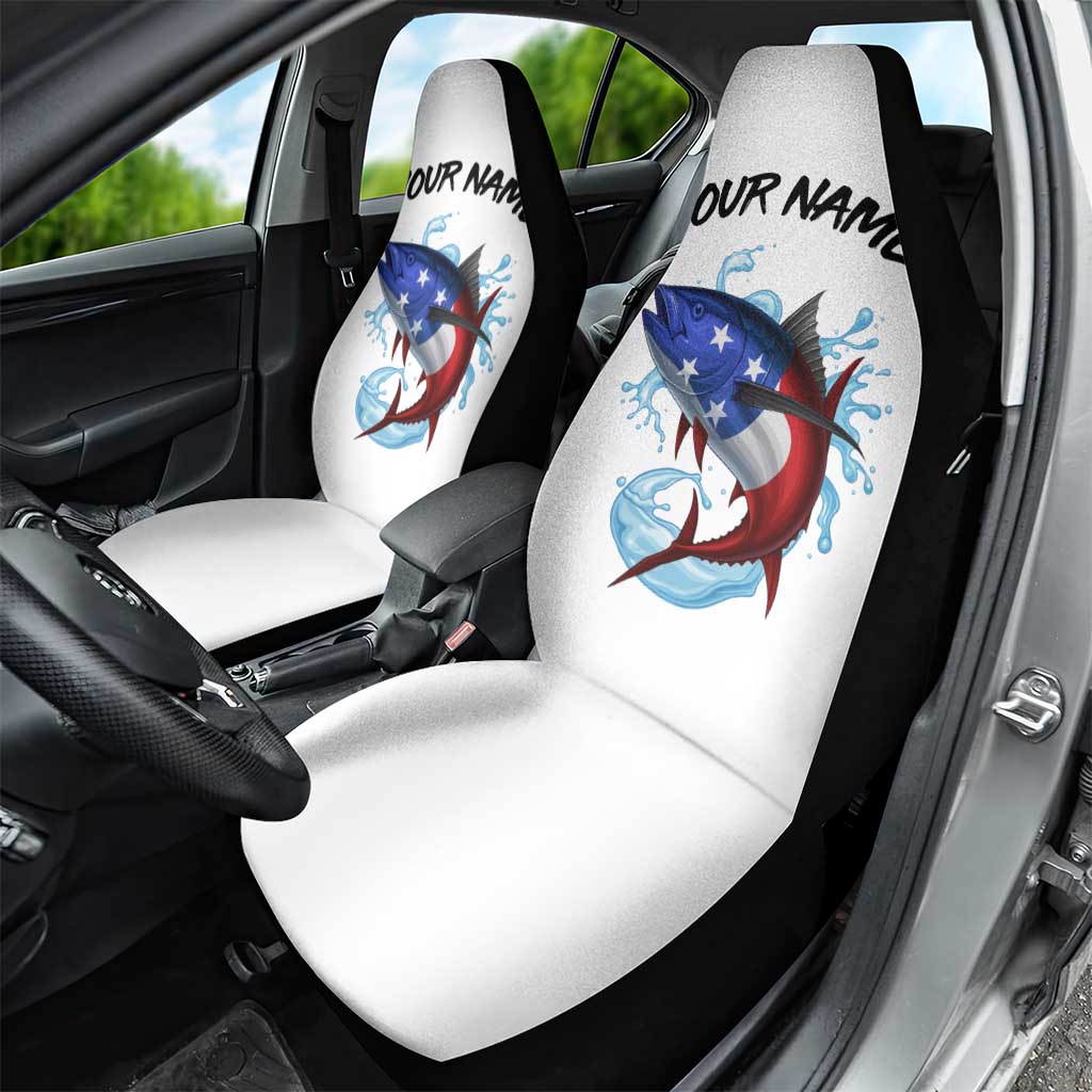 American Flag Tuna Fish Car Seat Cover Custom Splashing Water on White and Black Contrast - Wonder Print Shop
