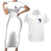 American Flag Tuna Fish Couples Matching Short Sleeve Bodycon Dress and Hawaiian Shirt Custom Splashing Water on White and Black Contrast - Wonder Print Shop
