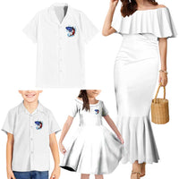American Flag Tuna Fish Family Matching Mermaid Dress and Hawaiian Shirt Custom Splashing Water on White and Black Contrast - Wonder Print Shop