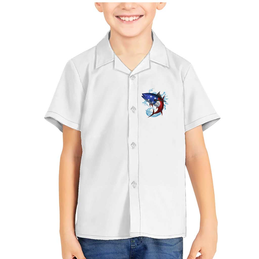 American Flag Tuna Fish Family Matching Mermaid Dress and Hawaiian Shirt Custom Splashing Water on White and Black Contrast - Wonder Print Shop