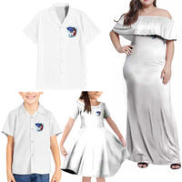 American Flag Tuna Fish Family Matching Off Shoulder Maxi Dress and Hawaiian Shirt Custom Splashing Water on White and Black Contrast - Wonder Print Shop