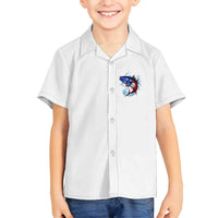 American Flag Tuna Fish Family Matching Puletasi and Hawaiian Shirt Custom Splashing Water on White and Black Contrast - Wonder Print Shop