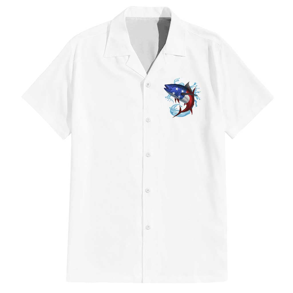 American Flag Tuna Fish Family Matching Tank Maxi Dress and Hawaiian Shirt Custom Splashing Water on White and Black Contrast - Wonder Print Shop