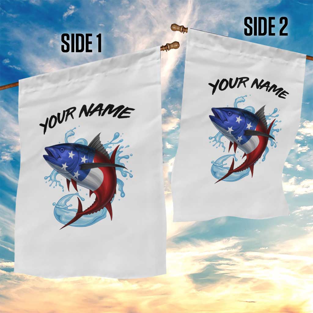 American Flag Tuna Fish Garden Flag Custom Splashing Water on White and Black Contrast - Wonder Print Shop