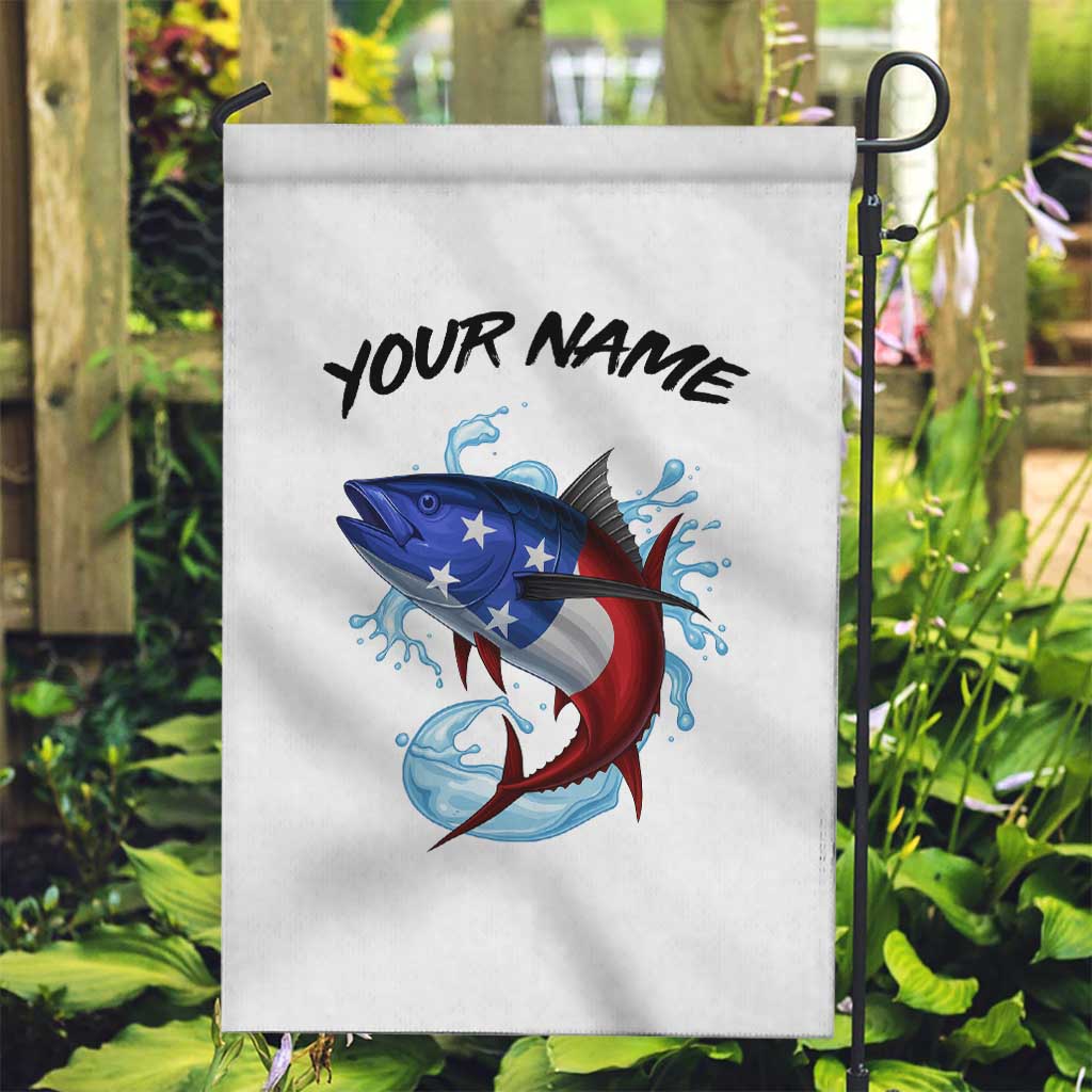 American Flag Tuna Fish Garden Flag Custom Splashing Water on White and Black Contrast - Wonder Print Shop