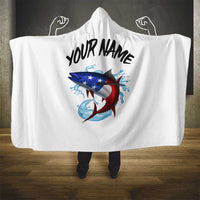 American Flag Tuna Fish Hooded Blanket Custom Splashing Water on White and Black Contrast - Wonder Print Shop