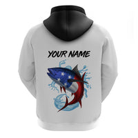 American Flag Tuna Fish Hoodie Custom Splashing Water on White and Black Contrast - Wonder Print Shop