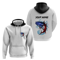 American Flag Tuna Fish Hoodie Custom Splashing Water on White and Black Contrast - Wonder Print Shop
