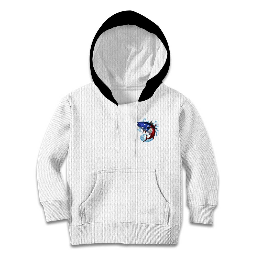 American Flag Tuna Fish Kid Hoodie Custom Splashing Water on White and Black Contrast - Wonder Print Shop