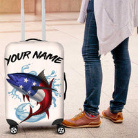 American Flag Tuna Fish Luggage Cover Custom Splashing Water on White and Black Contrast - Wonder Print Shop