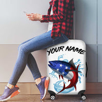 American Flag Tuna Fish Luggage Cover Custom Splashing Water on White and Black Contrast - Wonder Print Shop
