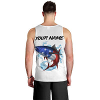 American Flag Tuna Fish Men Tank Top Custom Splashing Water on White and Black Contrast - Wonder Print Shop