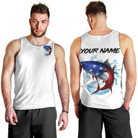American Flag Tuna Fish Men Tank Top Custom Splashing Water on White and Black Contrast - Wonder Print Shop