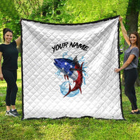 American Flag Tuna Fish Quilt Custom Splashing Water on White and Black Contrast - Wonder Print Shop