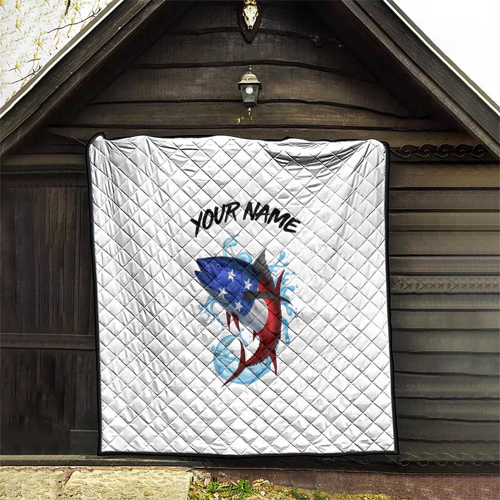 American Flag Tuna Fish Quilt Custom Splashing Water on White and Black Contrast - Wonder Print Shop
