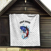 American Flag Tuna Fish Quilt Custom Splashing Water on White and Black Contrast - Wonder Print Shop