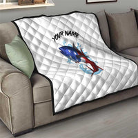 American Flag Tuna Fish Quilt Custom Splashing Water on White and Black Contrast - Wonder Print Shop