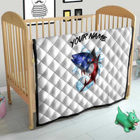 American Flag Tuna Fish Quilt Custom Splashing Water on White and Black Contrast - Wonder Print Shop