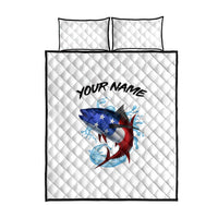 American Flag Tuna Fish Quilt Bed Set Custom Splashing Water on White and Black Contrast - Wonder Print Shop