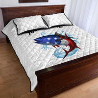 American Flag Tuna Fish Quilt Bed Set Custom Splashing Water on White and Black Contrast - Wonder Print Shop