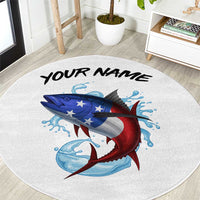 American Flag Tuna Fish Round Carpet Custom Splashing Water on White and Black Contrast - Wonder Print Shop