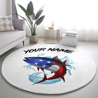 American Flag Tuna Fish Round Carpet Custom Splashing Water on White and Black Contrast - Wonder Print Shop