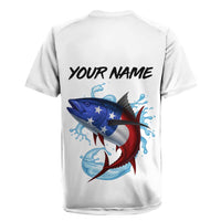 American Flag Tuna Fish Rugby Jersey Custom Splashing Water on White and Black Contrast - Wonder Print Shop