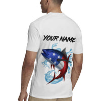 American Flag Tuna Fish Rugby Jersey Custom Splashing Water on White and Black Contrast - Wonder Print Shop