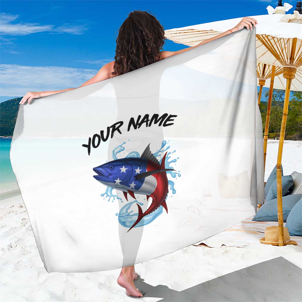 American Flag Tuna Fish Sarong Custom Splashing Water on White and Black Contrast - Wonder Print Shop