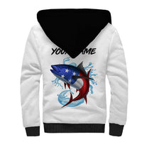 American Flag Tuna Fish Sherpa Hoodie Custom Splashing Water on White and Black Contrast - Wonder Print Shop