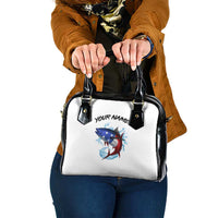 American Flag Tuna Fish Shoulder Handbag Custom Splashing Water on White and Black Contrast - Wonder Print Shop