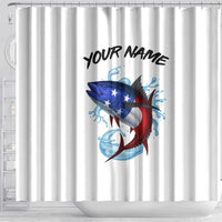 American Flag Tuna Fish Shower Curtain Custom Splashing Water on White and Black Contrast - Wonder Print Shop