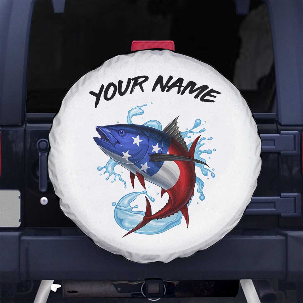 American Flag Tuna Fish Spare Tire Cover Custom Splashing Water on White and Black Contrast - Wonder Print Shop