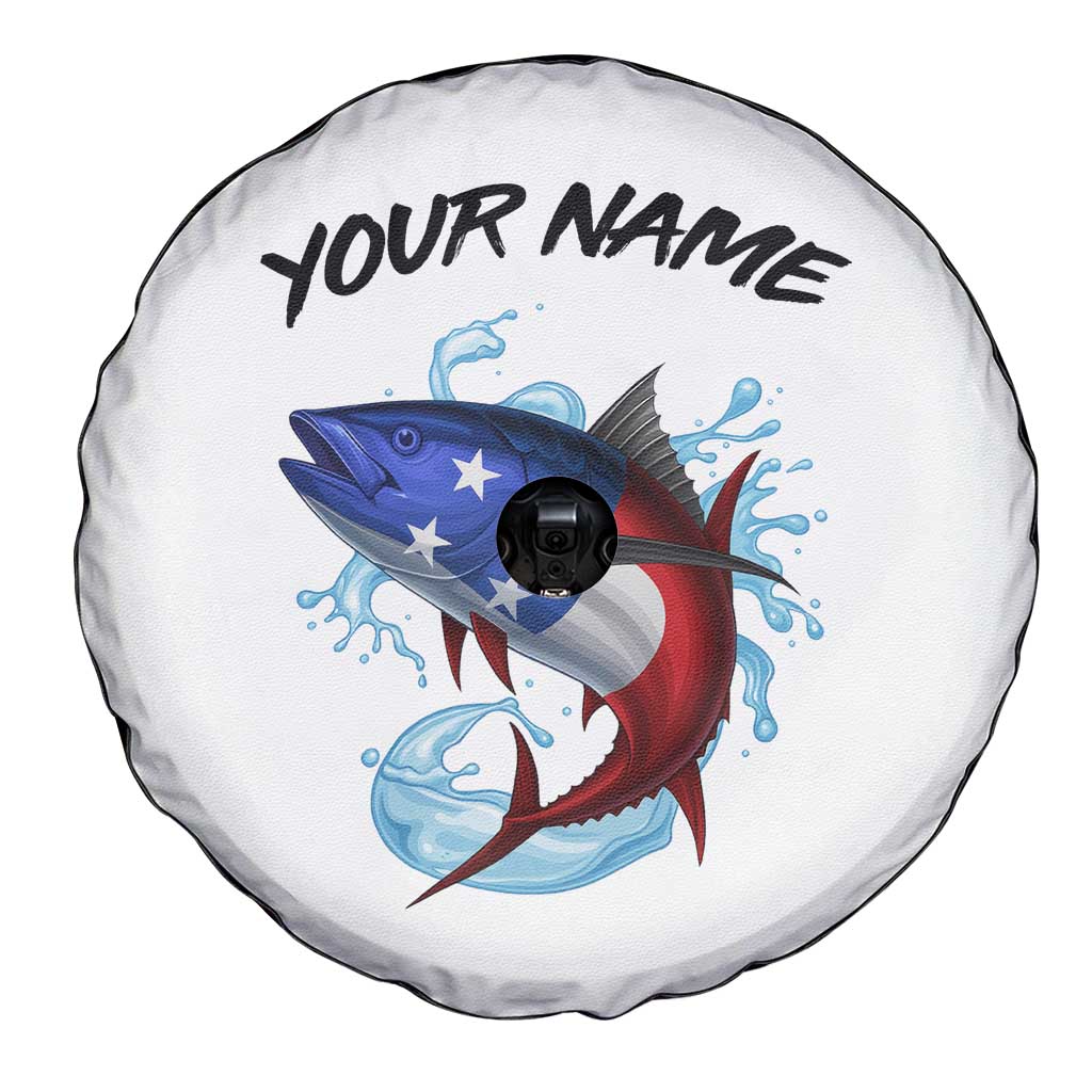 American Flag Tuna Fish Spare Tire Cover Custom Splashing Water on White and Black Contrast - Wonder Print Shop
