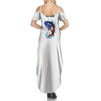 American Flag Tuna Fish Summer Maxi Dress Custom Splashing Water on White and Black Contrast - Wonder Print Shop