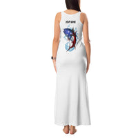 American Flag Tuna Fish Tank Maxi Dress Custom Splashing Water on White and Black Contrast - Wonder Print Shop