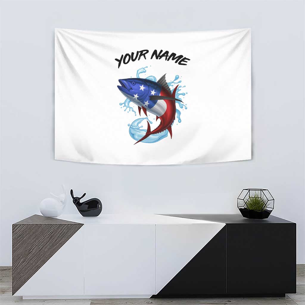 American Flag Tuna Fish Tapestry Custom Splashing Water on White and Black Contrast - Wonder Print Shop