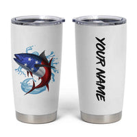 American Flag Tuna Fish Tumbler Cup Custom Splashing Water on White and Black Contrast - Wonder Print Shop