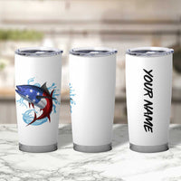 American Flag Tuna Fish Tumbler Cup Custom Splashing Water on White and Black Contrast - Wonder Print Shop