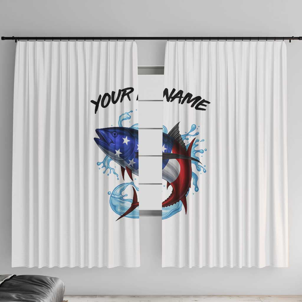 American Flag Tuna Fish Window Curtain Custom Splashing Water on White and Black Contrast - Wonder Print Shop