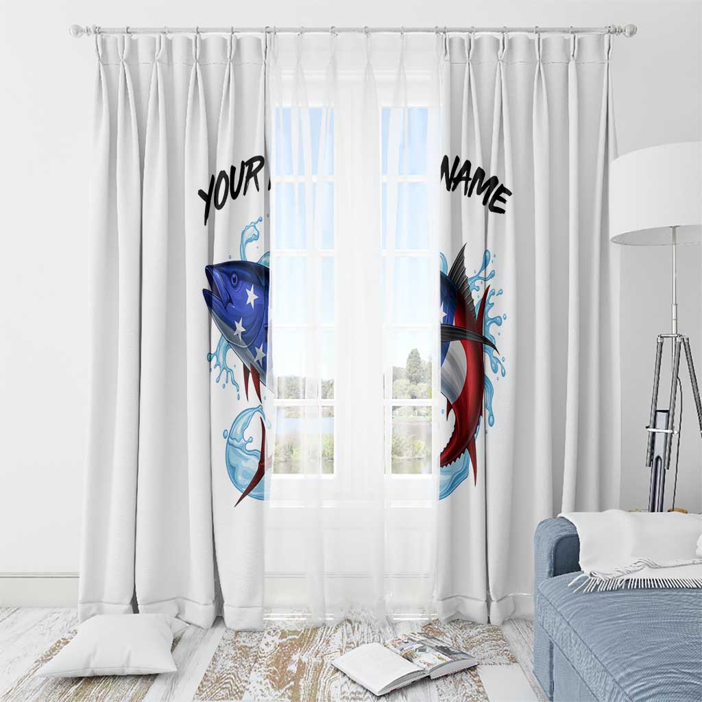 American Flag Tuna Fish Window Curtain Custom Splashing Water on White and Black Contrast - Wonder Print Shop