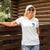 American Flag Tuna Fish Women Polo Shirt Custom Splashing Water on White and Black Contrast - Wonder Print Shop