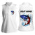 American Flag Tuna Fish Women Sleeveless Polo Shirt Custom Splashing Water on White and Black Contrast - Wonder Print Shop