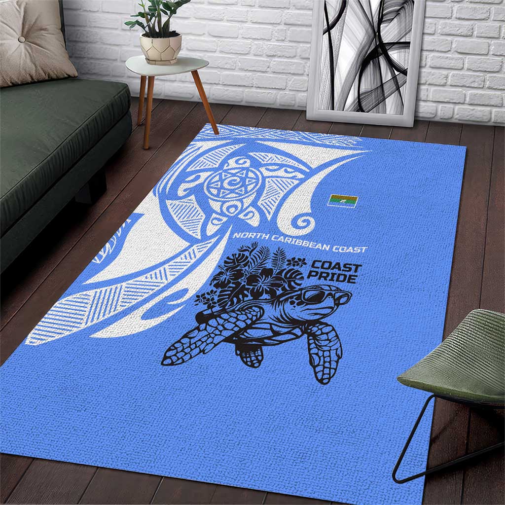 North Caribbean Coast Nicaragua Area Rug with Tribal Turtle Design and Floral Coast Pride - Wonder Print Shop