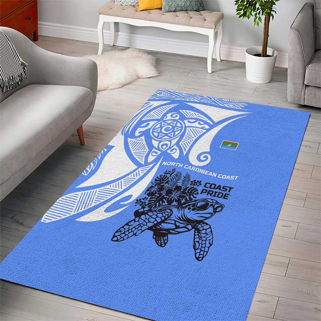 North Caribbean Coast Nicaragua Area Rug with Tribal Turtle Design and Floral Coast Pride - Wonder Print Shop