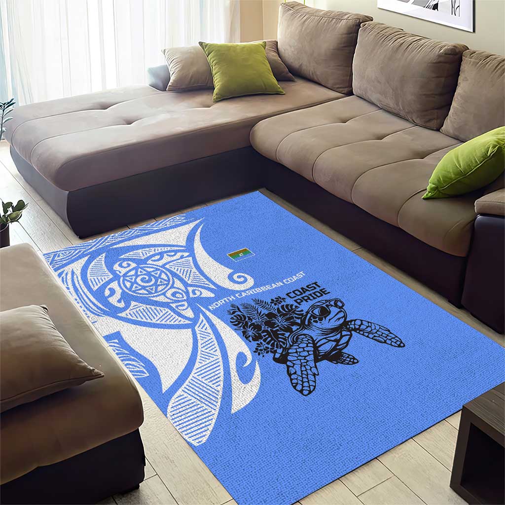 North Caribbean Coast Nicaragua Area Rug with Tribal Turtle Design and Floral Coast Pride - Wonder Print Shop