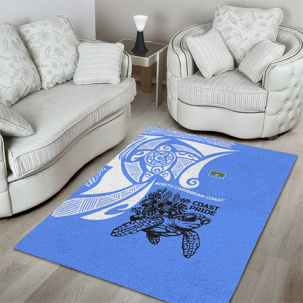 North Caribbean Coast Nicaragua Area Rug with Tribal Turtle Design and Floral Coast Pride - Wonder Print Shop
