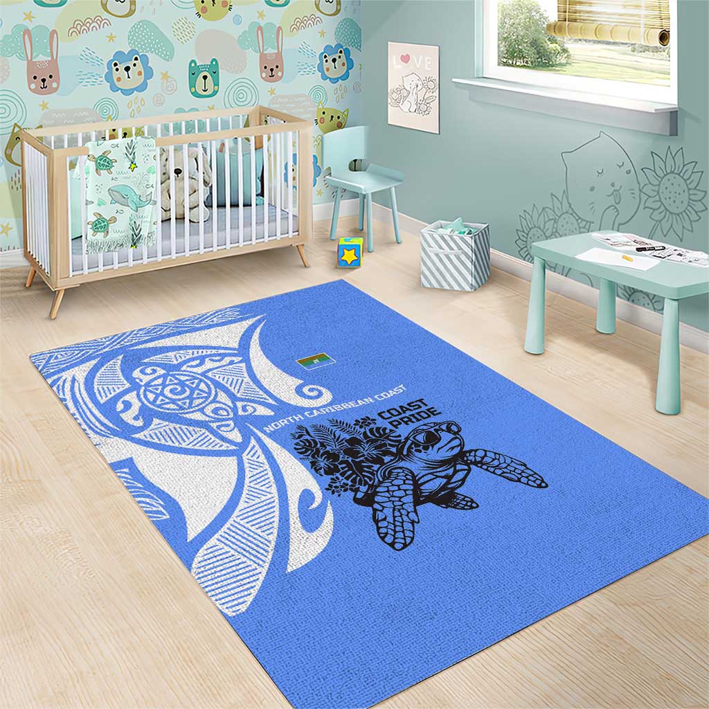 North Caribbean Coast Nicaragua Area Rug with Tribal Turtle Design and Floral Coast Pride - Wonder Print Shop
