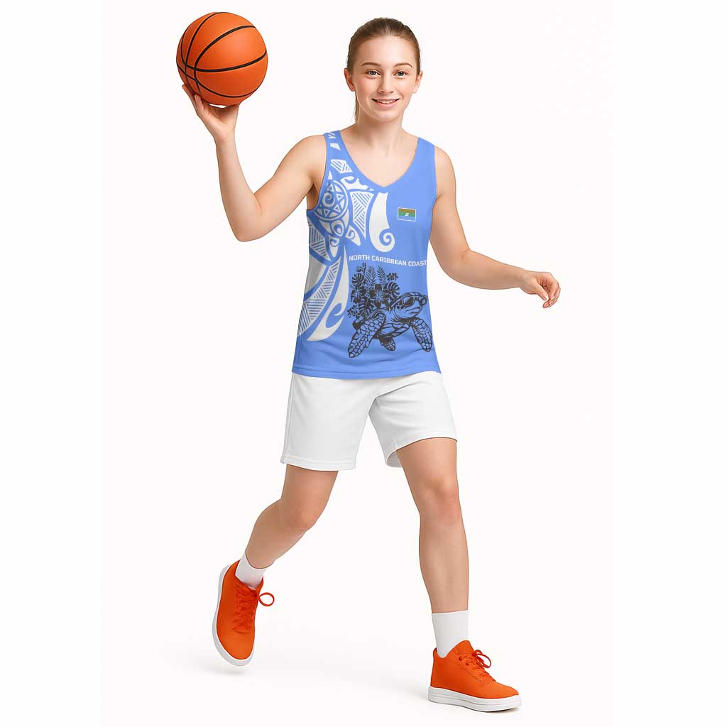 North Caribbean Coast Nicaragua Basketball Jersey with Tribal Turtle Design and Floral Coast Pride - Wonder Print Shop